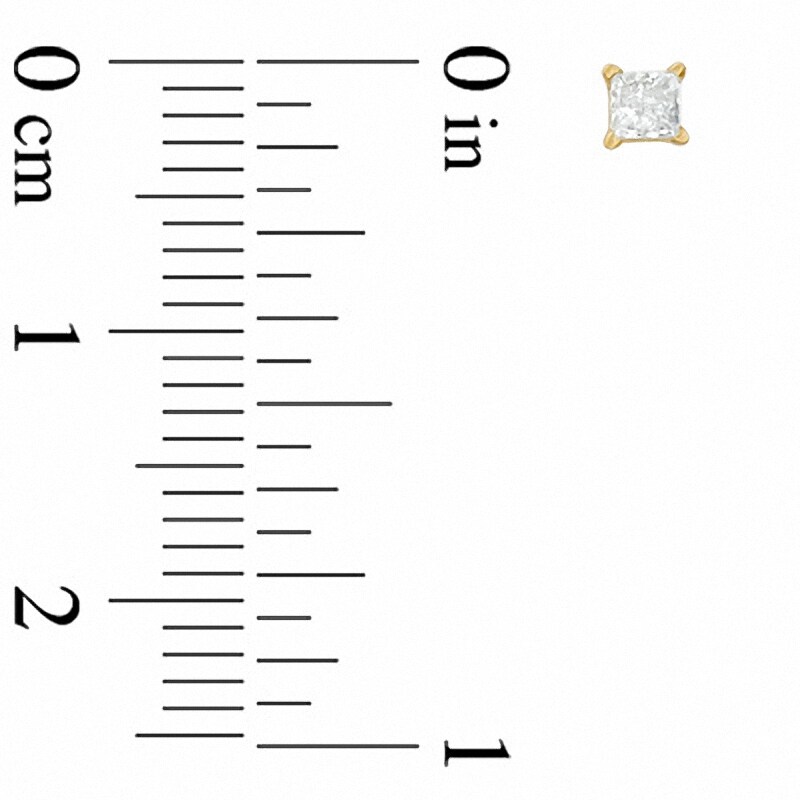 Main Image 2 of Previously Owned 3/8 CT. T.W. Princess-Cut Diamond Solitaire Stud Earrings in 14K Gold