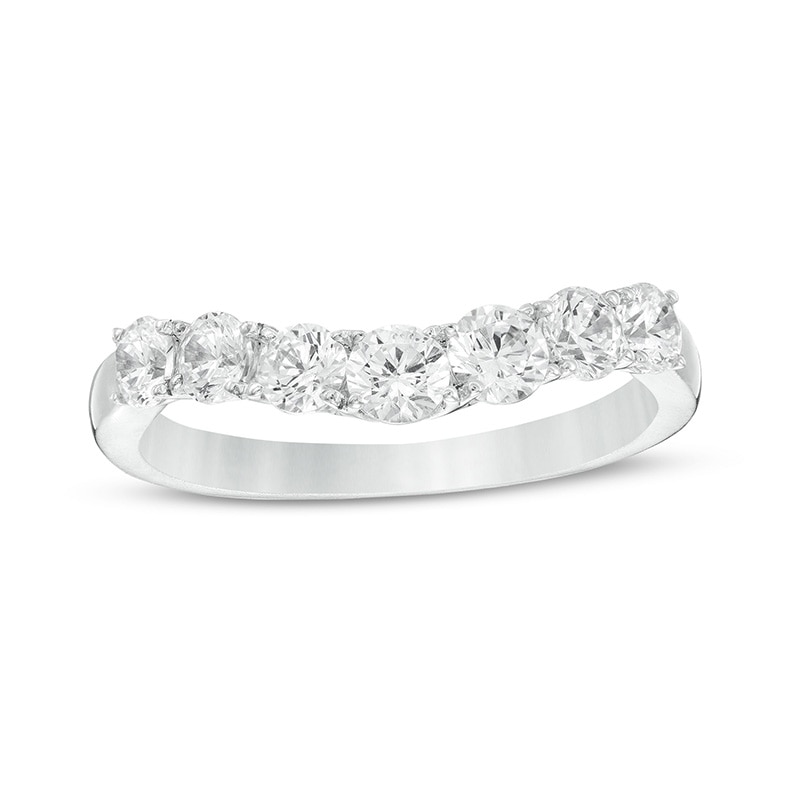 Main Image 1 of Previously Owned - 1 CT. T.W. Diamond Contour Seven Stone Anniversary Band in 14K White Gold