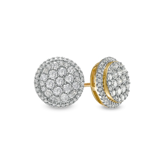Previously Owned - 1 CT. T.w. Composite Diamond Frame Two Tier Stud Earrings in 10K Gold