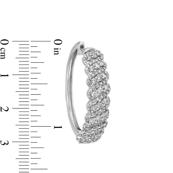 Previously Owned - 2 CT. T.w. Diamond Slanted Hoop Earrings in 10K White Gold