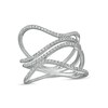 Thumbnail Image 1 of Previously Owned - 3/8 CT. T.W. Diamond Wavy Multi-Row Open Shank Ring in 10K White Gold