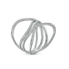 Thumbnail Image 3 of Previously Owned - 3/8 CT. T.W. Diamond Wavy Multi-Row Open Shank Ring in 10K White Gold