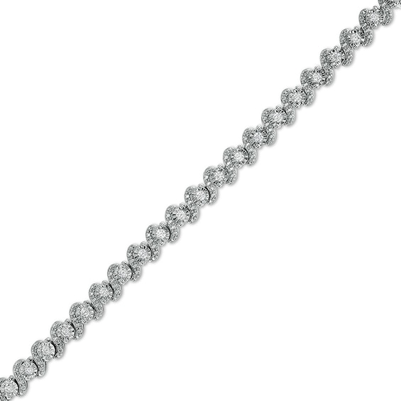 Previously Owned - 1 CT. T.w. Diamond Alternating "S" Link Bracelet in Sterling Silver – 7.25"