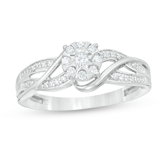 Previously Owned - 1/5 CT. T.w. Composite Diamond Bypass Promise Ring in 10K White Gold