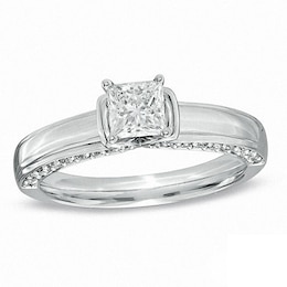 Previously Owned 1 CT. T.W.  Princess-Cut Diamond Engagement Ring in 14K White Gold (I/I1)
