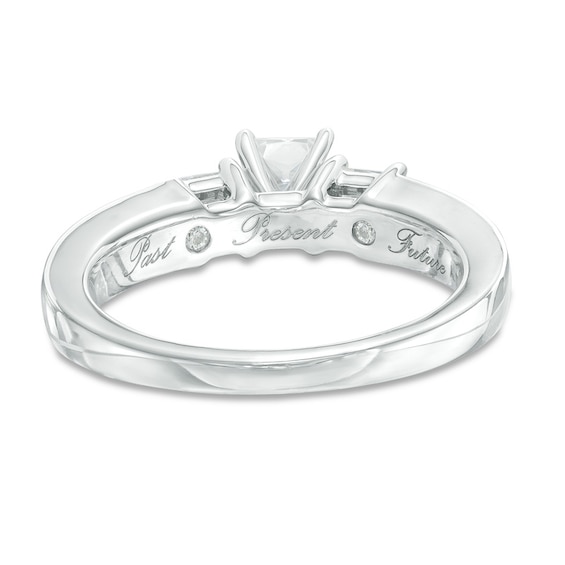 Previously Owned 1-1/3 CT. T.w. Princess-Cut Diamond Past Present FutureÂ® Soldered Bridal Set in 14K White Gold