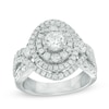 Thumbnail Image 1 of Previously Owned 2 CT. T.W. Diamond Oval Frame Split Shank Engagement Ring in 14K White Gold
