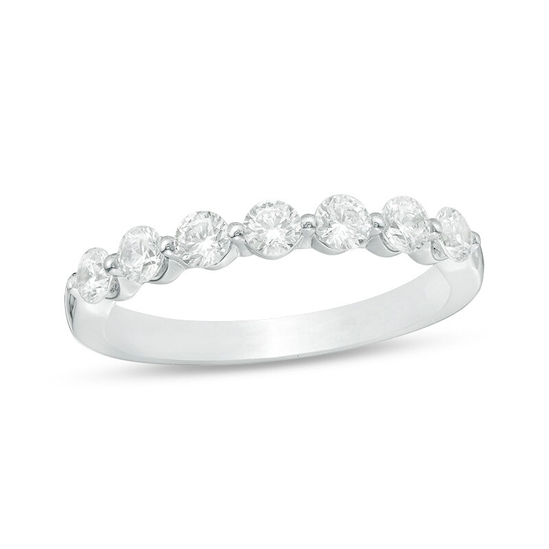Main Image 1 of Previously Owned 3/4 CT. T.W. Diamond Seven Stone Anniversary Band in 10K White Gold