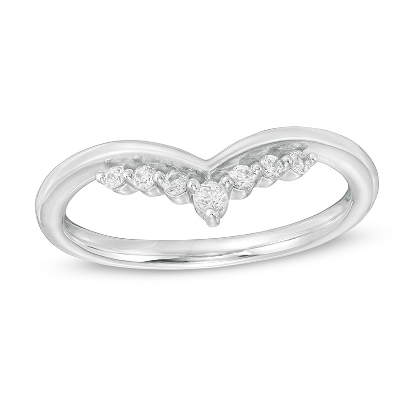 Main Image 1 of Previously Owned 1/8 CT. T.W. Diamond Contour Band in 14K White Gold