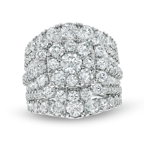 Previously Owned 8 CT. T.w. Diamond Double Frame Multi-Row Engagement Ring in 14K White Gold