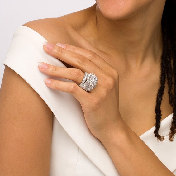 Previously Owned 8 CT. T.w. Diamond Double Frame Multi-Row Engagement Ring in 14K White Gold