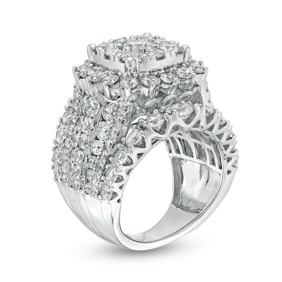 Previously Owned 8 CT. T.w. Diamond Double Frame Multi-Row Engagement Ring in 14K White Gold