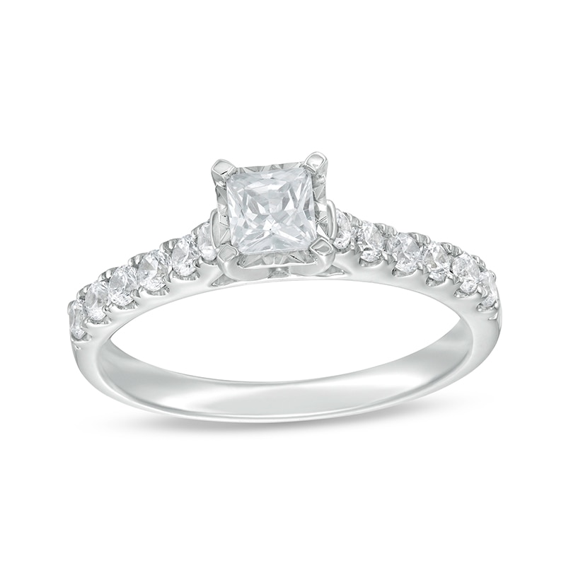 Main Image 1 of Previously Owned 3/4 CT. T.W. Princess-Cut Diamond Engagement Ring in 14K White Gold