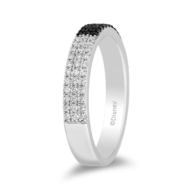 Main Image 2 of Previously Owned Enchanted Disney Villains Cruella De Vil 1/2 CT. T.W. Black and White Diamond Band in 14K White Gold