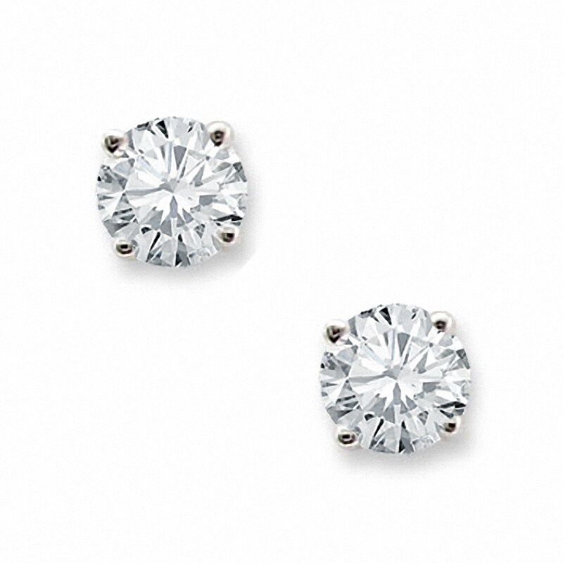 Main Image 1 of Previously Owned 3/8 CT. T.W. Diamond Solitaire Stud Earrings in 14K White Gold