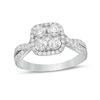 Thumbnail Image 1 of Previously Owned 1-1/4 CT. T.W. Composite Cushion-Shaped Diamond Frame Twist Shank Engagement Ring in 14K White Gold