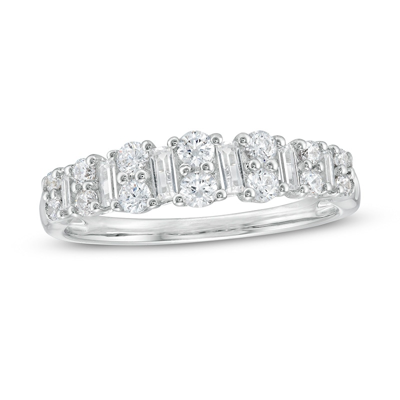 Main Image 1 of Previously Owned 5/8 CT. T.W. Baguette and Round Diamond Band in 14K White Gold