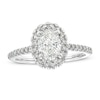 Thumbnail Image 1 of Previously Owned Celebration Infinite™ 1-1/2 CT. T.W. Oval Diamond Frame Engagement Ring in 14K White Gold (I/SI2)