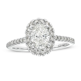 Previously Owned Celebration Infinite™ 1-1/2 CT. T.W. Oval Diamond Frame Engagement Ring in 14K White Gold (I/SI2)