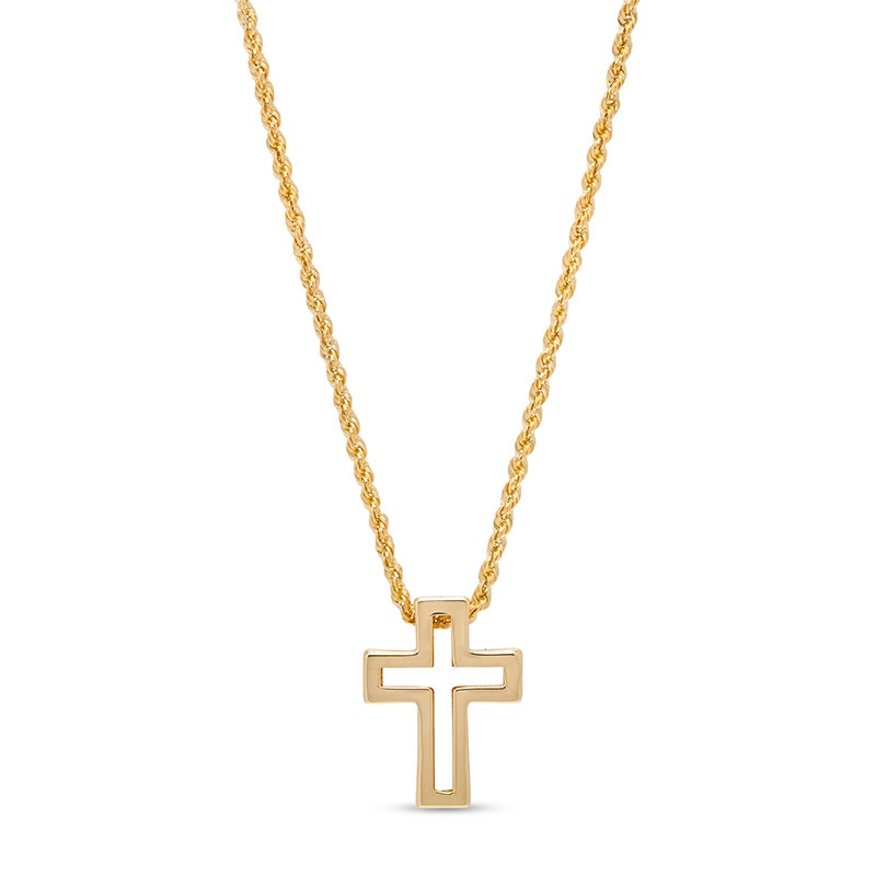 Main Image 1 of Previously Owned Bold Cross Outline Pendant in 10K Gold