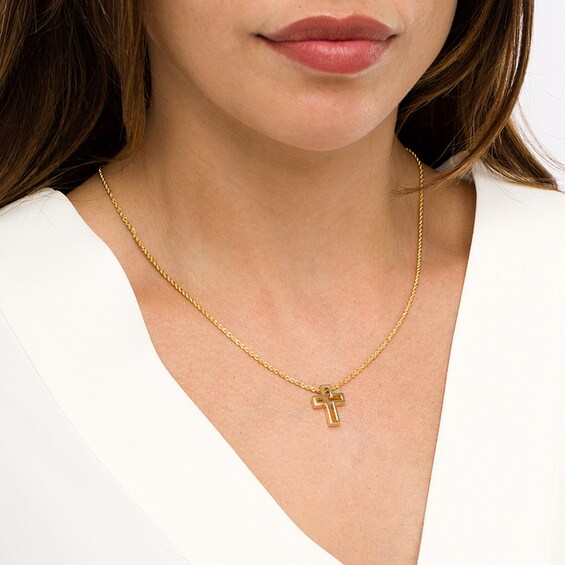 Previously Owned Bold Cross Outline Pendant in 10K Gold