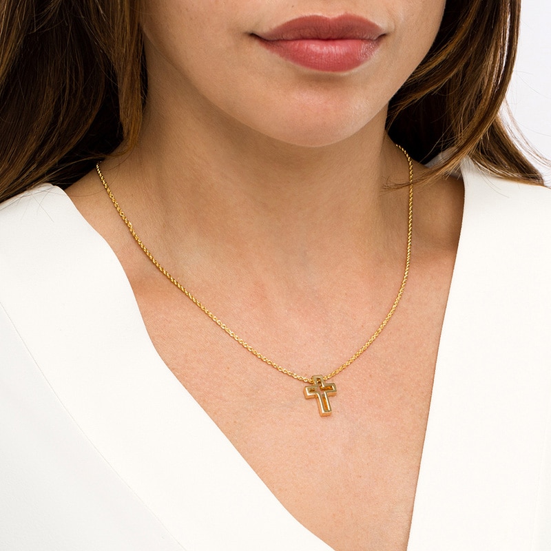 Main Image 2 of Previously Owned Bold Cross Outline Pendant in 10K Gold