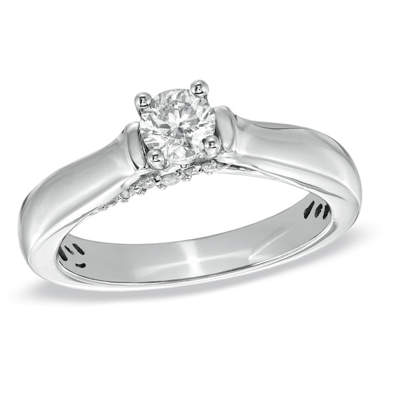 Previously Owned - 1/2 CT. T.w. Diamond Solitaire Engagement Ring in 14K White Gold