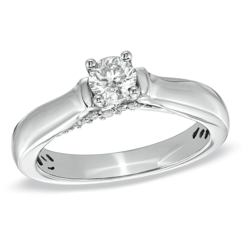 Main Image 1 of Previously Owned - 1/2 CT. T.W. Diamond Solitaire Engagement Ring in 14K White Gold