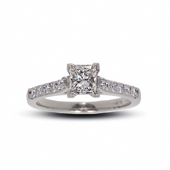 Previously Owned - 1 CT. T.w. Colourless Princess-Cut Diamond Solitaire Engagement Ring in 18K White Gold