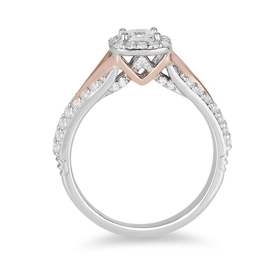 Previously Owned - Enchanted Disney Aurora 3/4 CT. T.w. Princess-Cut Diamond Frame Engagement Ring in 14K Two-Tone Gold