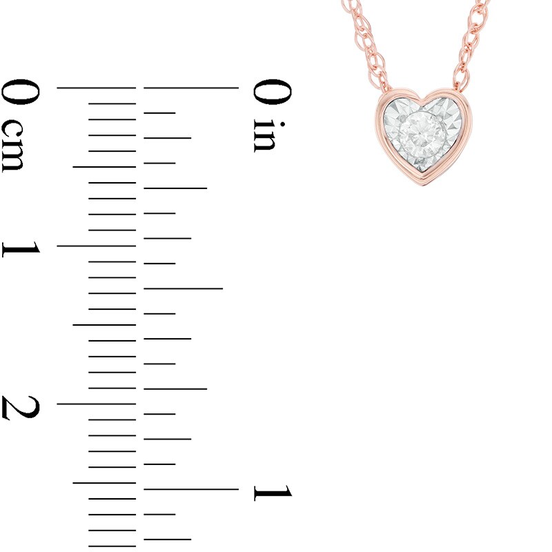 Main Image 3 of Previously Owned - 1/10 CT. Diamond Solitaire Heart-Shaped Necklace in 10K Rose Gold (I/I3)