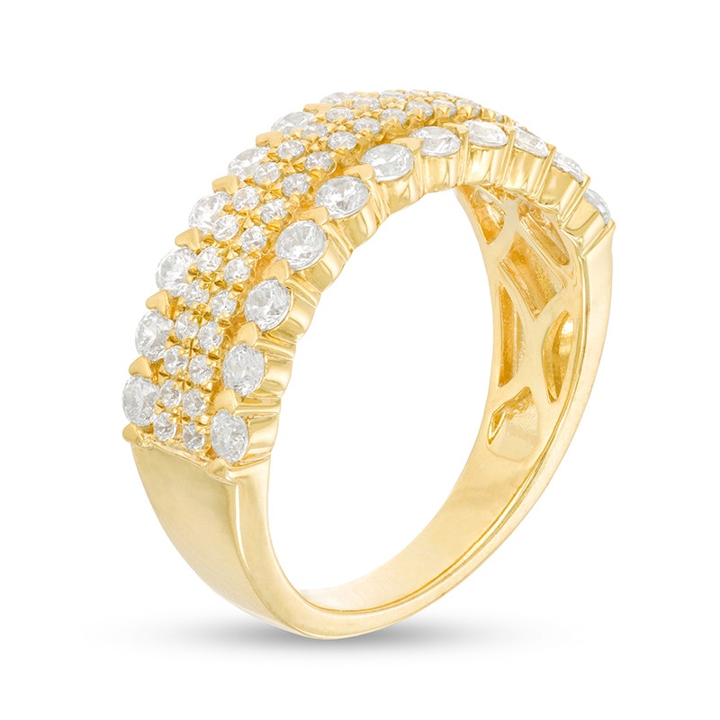 Main Image 3 of Previously Owned - 1 CT. T.W. Diamond Multi-Row Band in 14K Gold