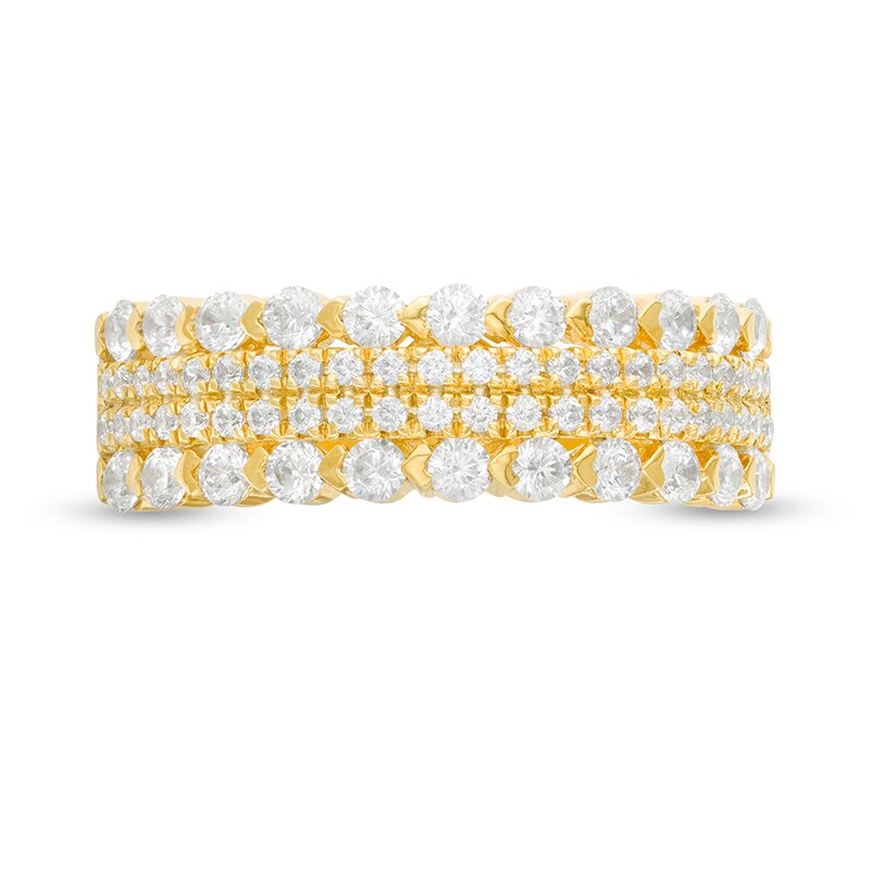 Main Image 4 of Previously Owned - 1 CT. T.W. Diamond Multi-Row Band in 14K Gold