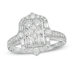 Previously Owned - Marilyn Monroe™ Collection 1 CT. T.W. Multi-Diamond Ornate Frame Engagement Ring in 14K White Gold