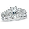 Thumbnail Image 1 of Previously Owned - Vera Wang Love Collection 2-3/4 CT. T.W. Princess Diamond Vintage-Style Bridal Set in 14K White Gold