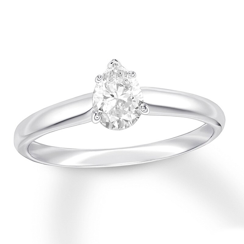 Main Image 1 of Previously Owned - 1/2 CT. Pear-Shaped Diamond Solitaire Engagement Ring in 14K White Gold (I/I2)