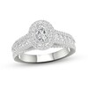 Thumbnail Image 1 of Previously Owned - Trouvaille Collection 1-1/2 CT. T.W. Oval Diamond Frame Multi-Row Engagement Ring in Platinum