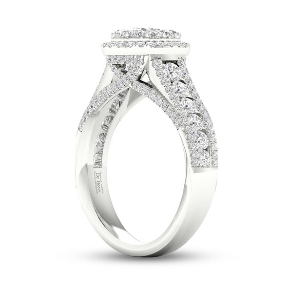 Previously Owned - Trouvaille Collection 1-1/2 CT. T.w. Oval Diamond Frame Multi-Row Engagement Ring in Platinum