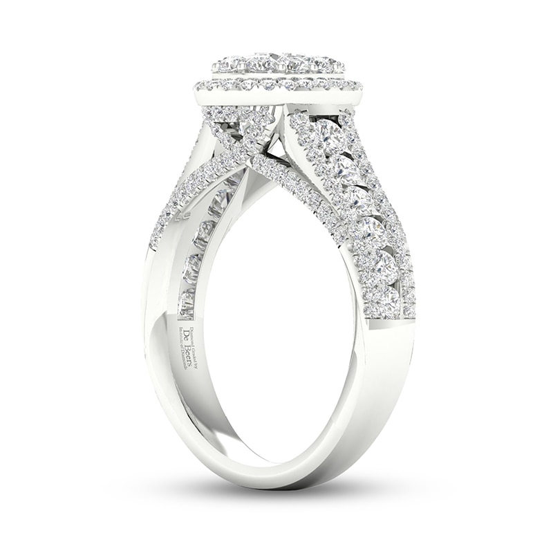 Main Image 2 of Previously Owned - Trouvaille Collection 1-1/2 CT. T.W. Oval Diamond Frame Multi-Row Engagement Ring in Platinum