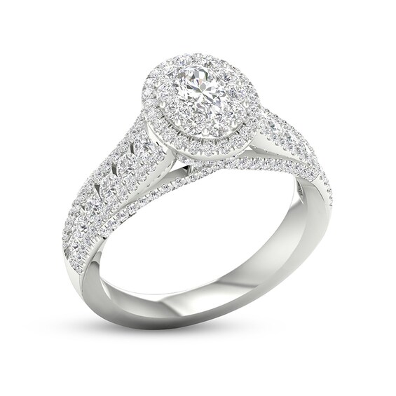 Previously Owned - Trouvaille Collection 1-1/2 CT. T.w. Oval Diamond Frame Multi-Row Engagement Ring in Platinum