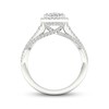 Thumbnail Image 4 of Previously Owned - Trouvaille Collection 1-1/2 CT. T.W. Oval Diamond Frame Multi-Row Engagement Ring in Platinum