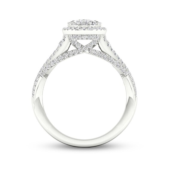 Previously Owned - Trouvaille Collection 1-1/2 CT. T.w. Oval Diamond Frame Multi-Row Engagement Ring in Platinum