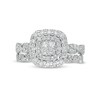 Thumbnail Image 4 of Previously Owned - 1 CT. T.W. Quad Princess-Cut Diamond Double Frame Twist Shank Bridal Set in 14K White Gold