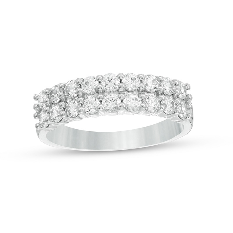 Main Image 1 of Previously Owned - 1 CT. T.W. Diamond Double Row Anniversary Band in 10K White Gold