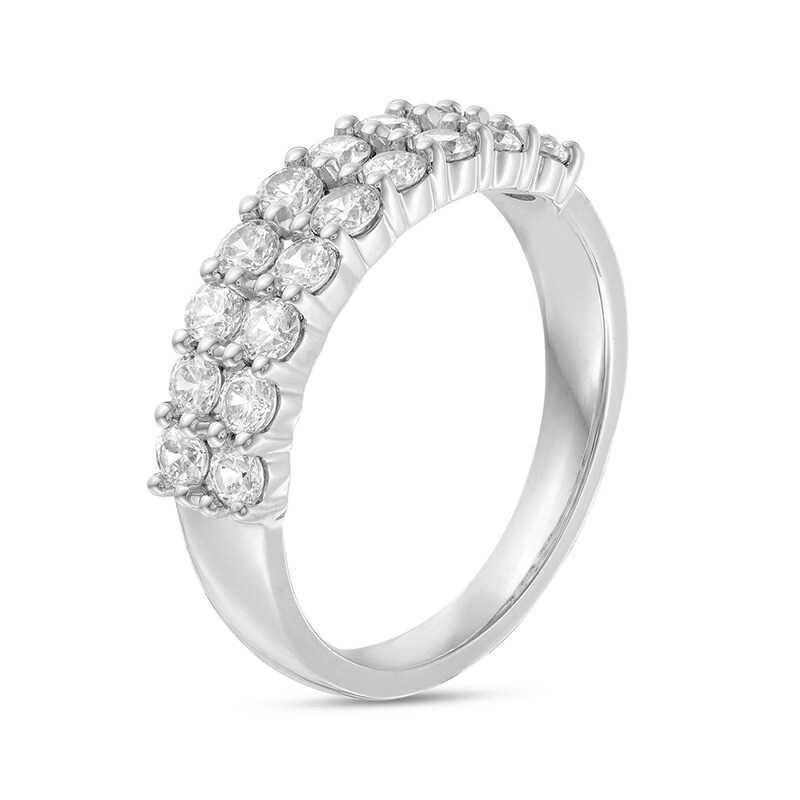 Main Image 3 of Previously Owned - 1 CT. T.W. Diamond Double Row Anniversary Band in 10K White Gold