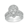 Thumbnail Image 1 of Previously Owned - 2 CT. T.W. Composite Pear Diamond Frame Bridal Set in 14K White Gold