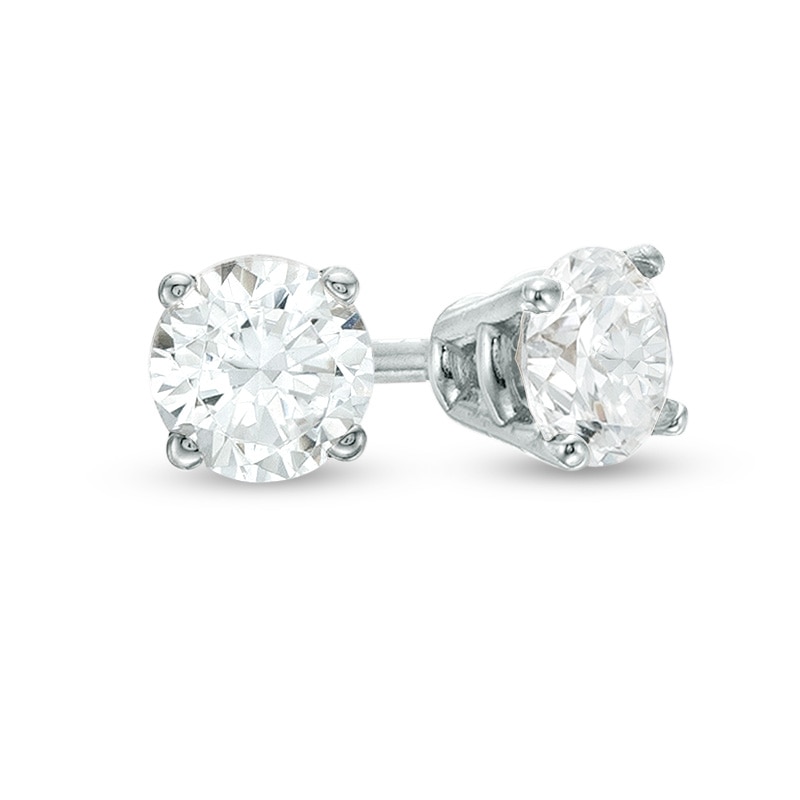 Main Image 1 of Previously Owned - 1/4 CT. T.W. Diamond Solitaire Stud Earrings in 10K White Gold