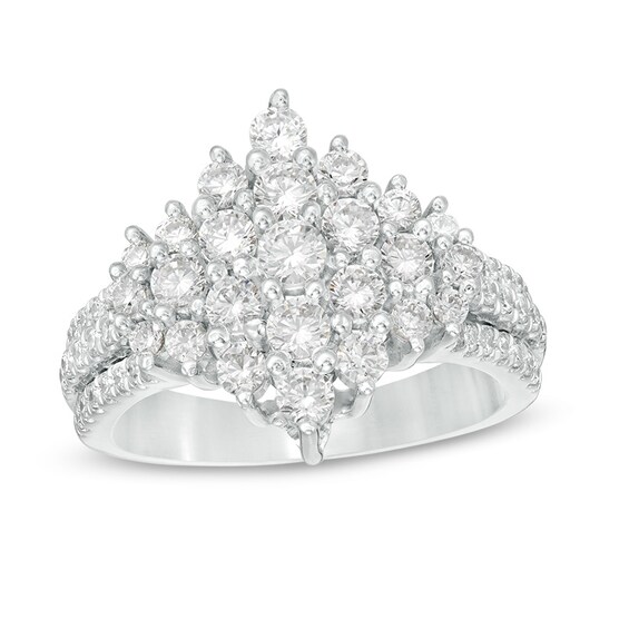 Previously Owned - 1-1/2 CT. T.w. Composite Diamond Tilted Square Ring in 10K White Gold
