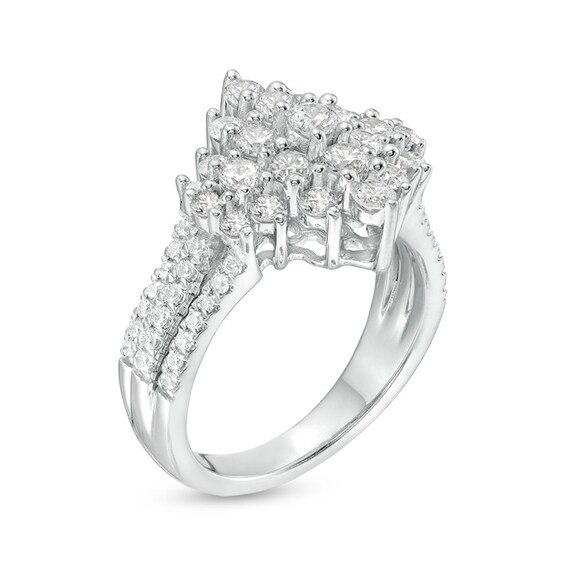 Previously Owned - 1-1/2 CT. T.w. Composite Diamond Tilted Square Ring in 10K White Gold