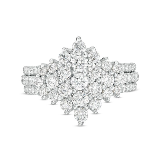 Previously Owned - 1-1/2 CT. T.w. Composite Diamond Tilted Square Ring in 10K White Gold